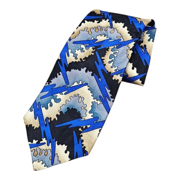 Grateful Dead Vintage First Set Backdrop Cosmic Silk Blue Long Tie - Picture 1 of 8